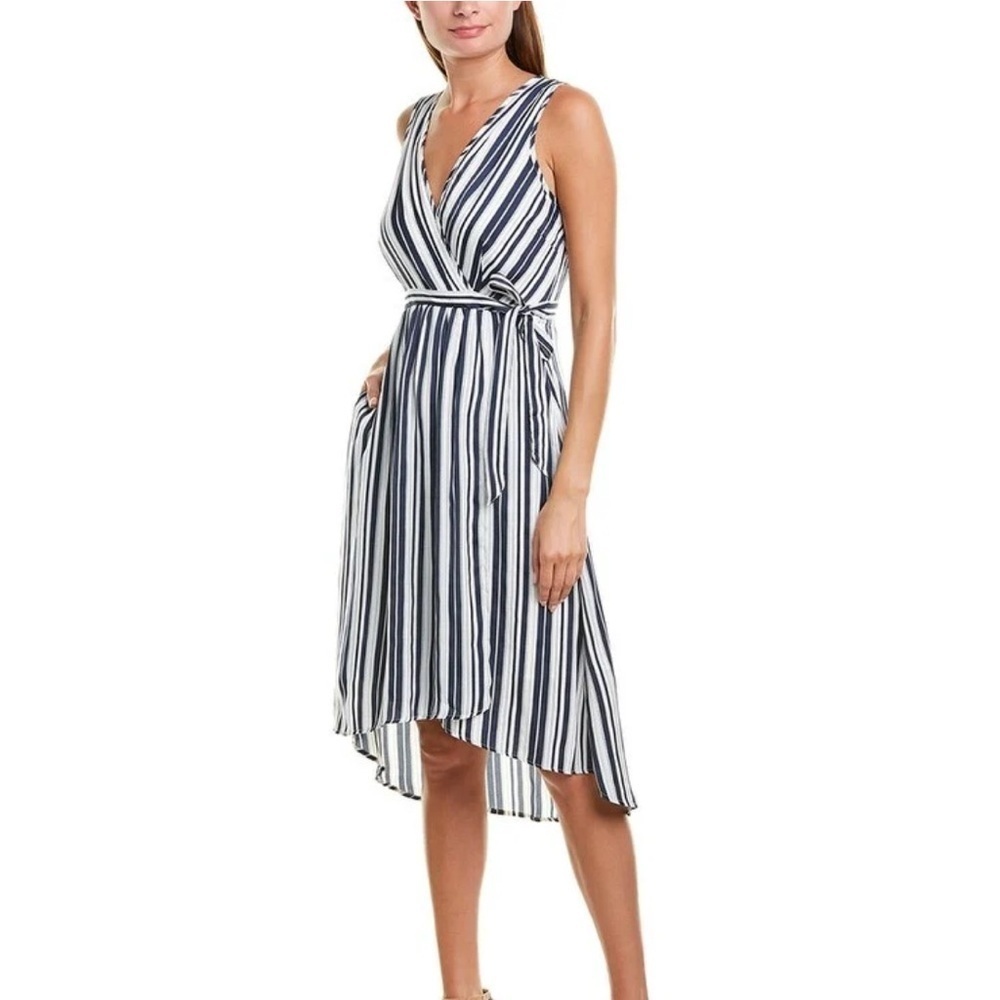 Tart Collections Gemina Midi Dress in Blue and White Stripe Size Small